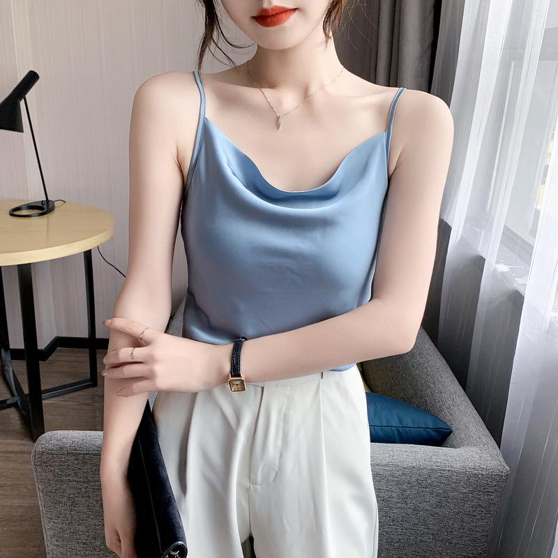 2025 Sexy White Sleeveless Camisole Vest for Women: Elegant Summer Inner and Outerwear
