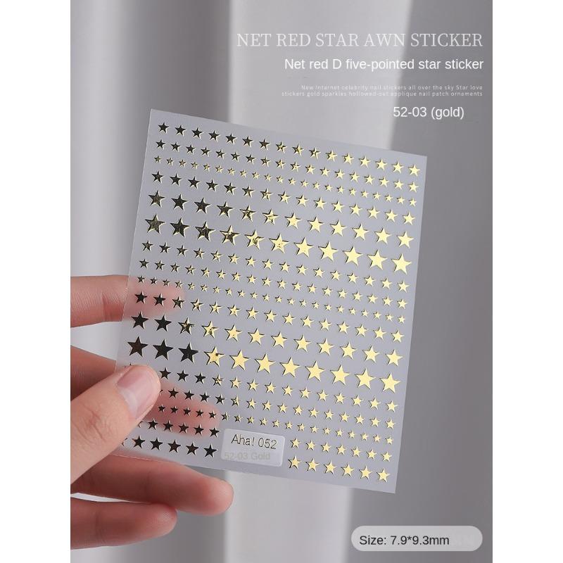 New Bronzing Point Drill Nail Art Sticker Ins with Drill Simple Cold Gold and Silver Line Curve Adhesive Nail Sticker