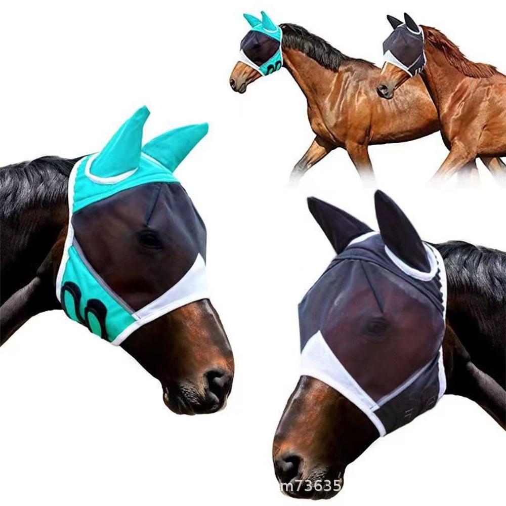 Breathable Horse Mask Summer Goggles Mosquito Ears Comfortable Fit with UVProtection Mesh Horse Fly Mask Equestrian Supplies Equestrian Equipment