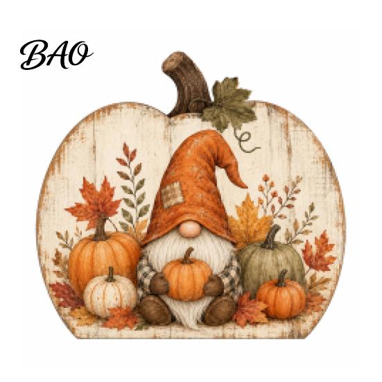 Rustic Wood Craft Decor Thanksgiving Fall Pumpkin Table Decoration, Block Wooden Sign, Autumn Vintage Gift for Home Farmhouse Tabletop Centerpiece