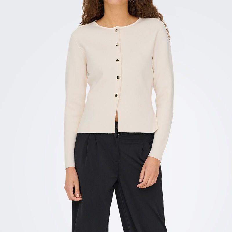 Fine Knit Cardigan with Round Neck Prime Life Golden Buttons Woman JDY