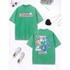 Flower Creative Graffiti Prints Washed T-Shirt Women Cotton Oversized Tops Comfortable Distressed O-Neck T Shirt  Clothes