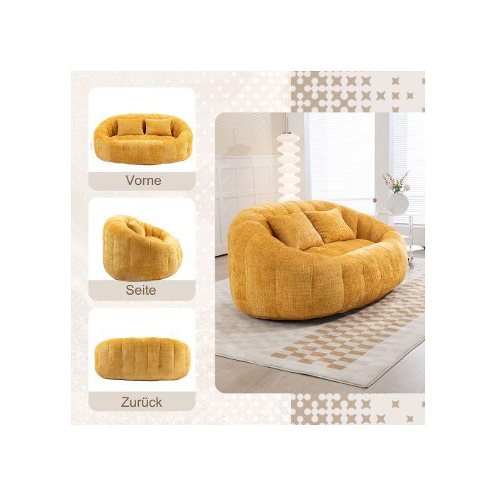 Sofa Sitzsack Sofa Lazy Sofa Langlebiger Komfort Sessel Akzent Boden Weicher Loungesessel in Gelb Chenille