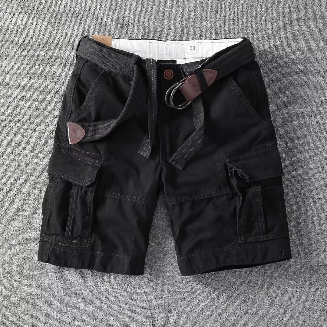

Men S Summer Work Shorts Thin And Loose Japanese Style Sporty Mid-Length Casual Shorts Fashionable M чёрный