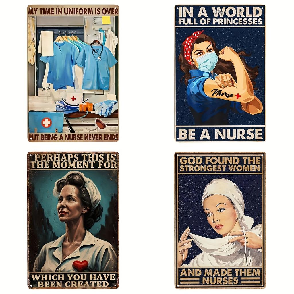 In A World Full Of Princesses Be Nurse Vintage Metal Sign Retro Signs For Kitchen Home Office Bar Cafe Decor