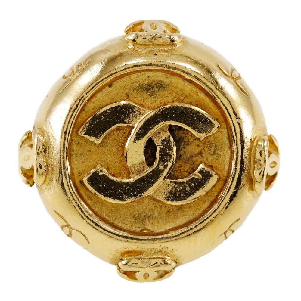 Chanel COCO Mark Earring Vintage Plated Gold 20.7g Women Used