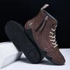 New 2026 Handmade Leather Casual Shoes Men Ankle Boots Side Zipper Comfortable Breathable Sneakers Anti-Slip Outdoor Walking