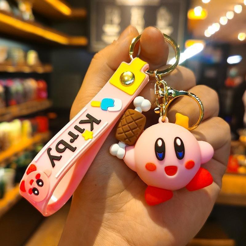 New Creative Kirby Cartoon PVC Doll Keychain Pendant Couple Bag Pendant Kirby Food Three-dimensional Doll Car Keychain Pendant