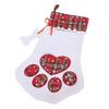 Xmas Stocking Large Capacity   Plaid Pet Foot Hanging Stocking Decoration for Present Bag