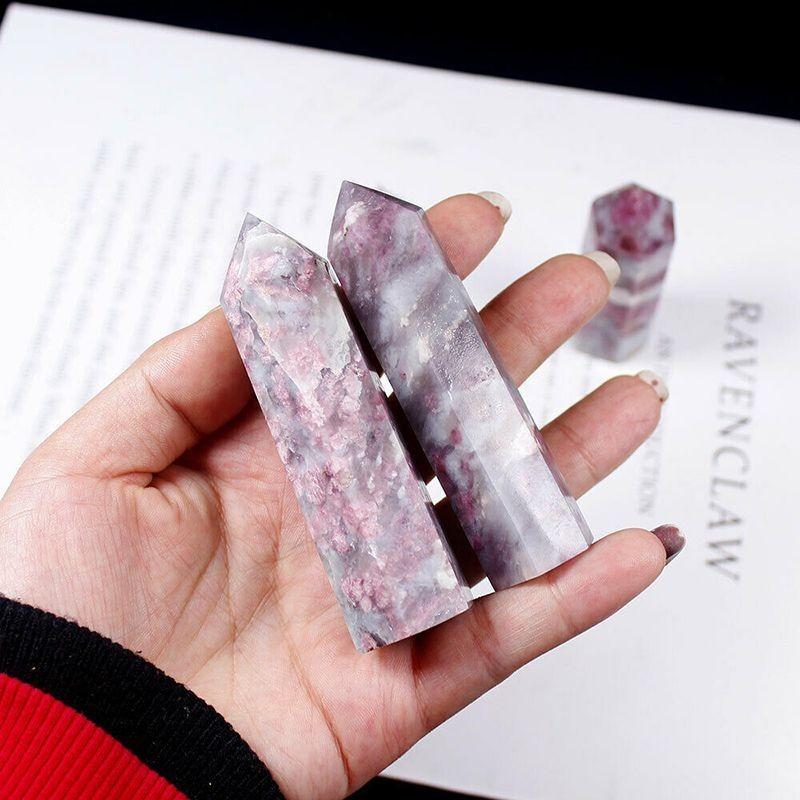 Beautifully Authentic Pink Tourmaline Tower Quartz Crystal Point Wand For Reiki Healing