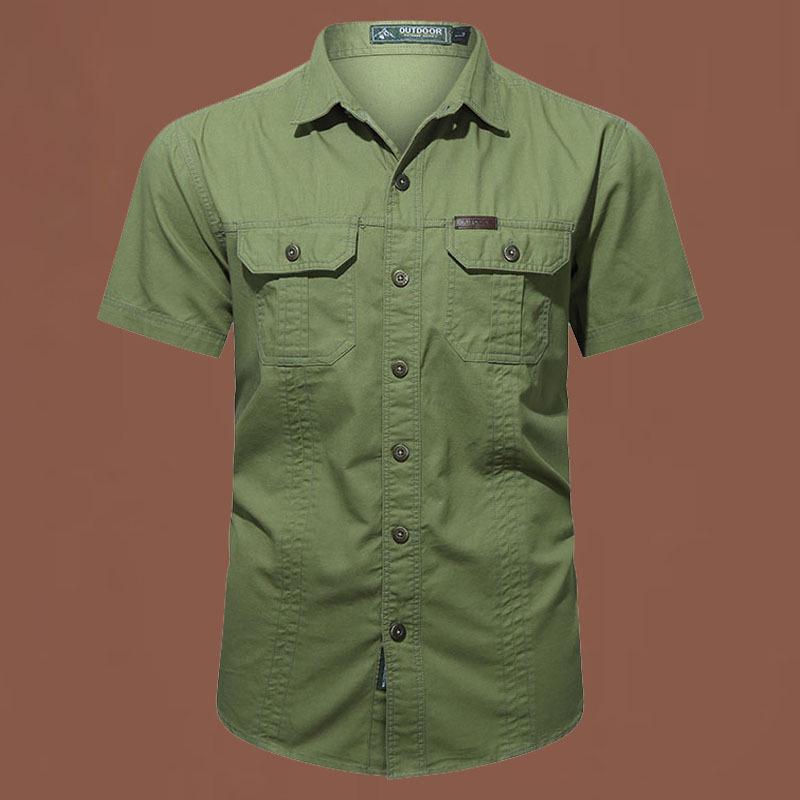 Men's Outdoor Iron-Free Short Sleeve Cotton Work Shirt