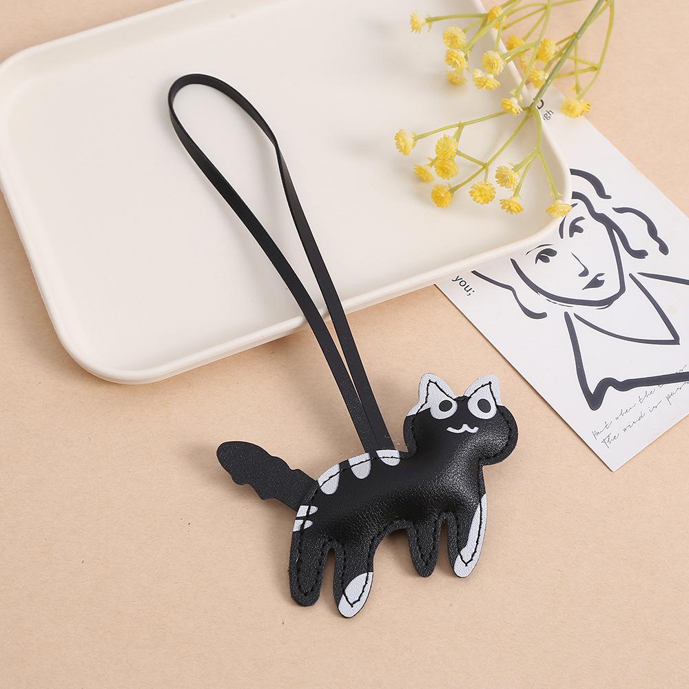 Креативный кулон в виде котенка, милый, забавный, котенок-корова, брелок для сумки, кожаный кулон, котенок-сосед, полиуретановый кулон Pu leather