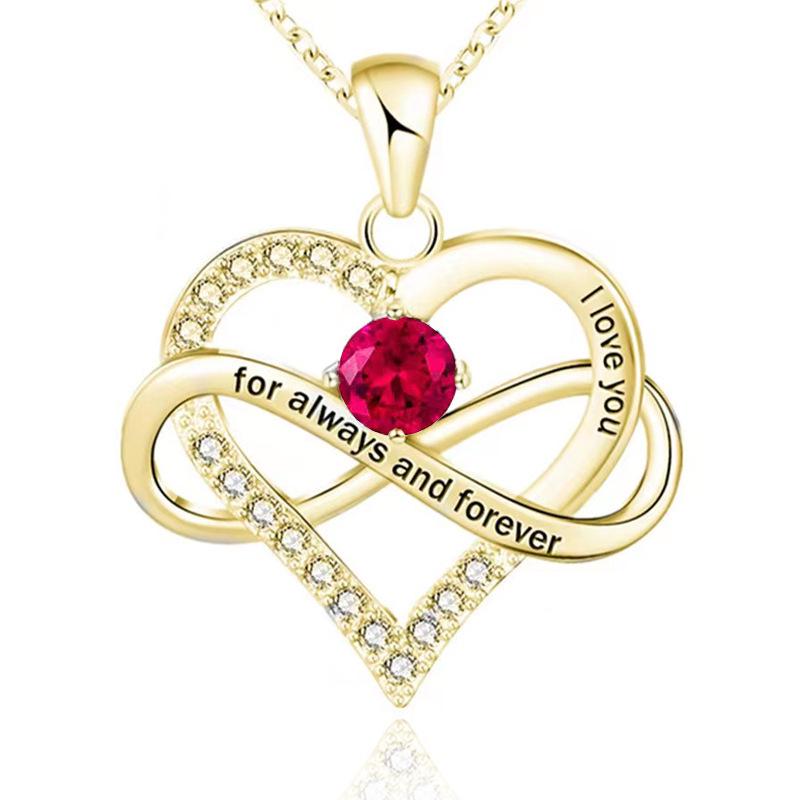 Sterlingsilber Zirkon Herz "Ich liebe dich" Halskette - Vielseitiger Modeschmuck