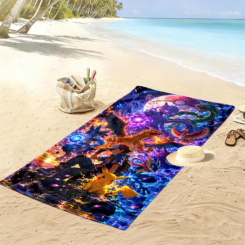 Pocket Monster Print Beach Towel, Large Soft Quick Dry Towel for Beach Camping Swimming