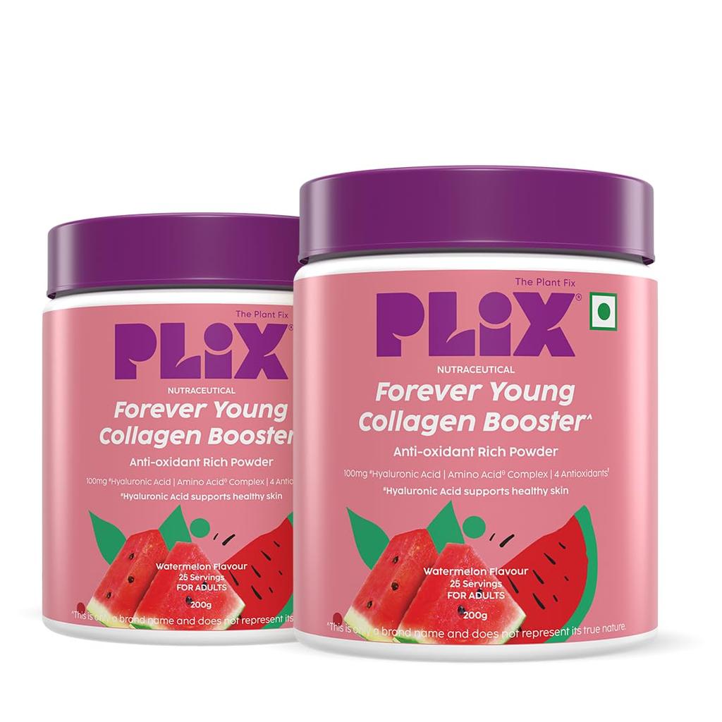 PLIX The Plant Fix Collagen Booster Powder 2x200g for Healthy Skin Hydration & Radiance Watermelon