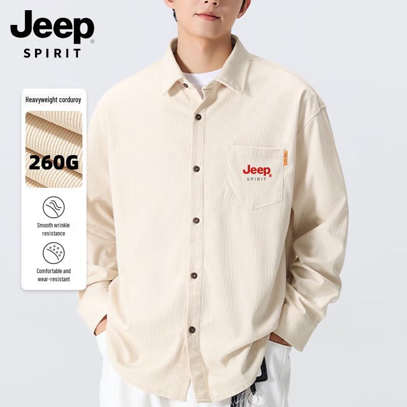 JEEP SPIRIT Men s Corduroy Long-Sleeve Print Shirt 2XL