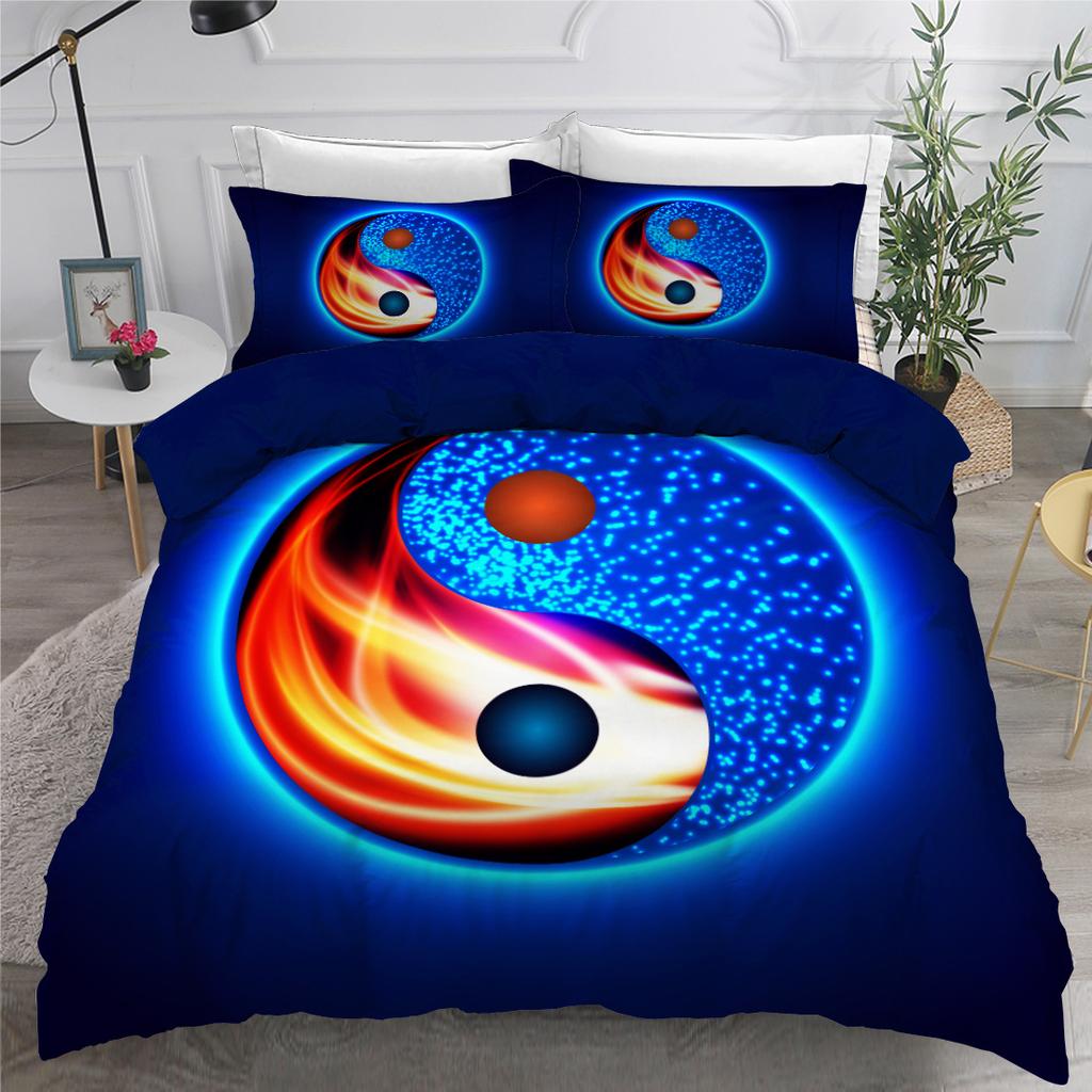 Povlečení s potiskem Jin a Jang 3D potisk Drby pro děti, teenagery, dospělé Přikrývka King, Queen size Polyesterová ložní souprava