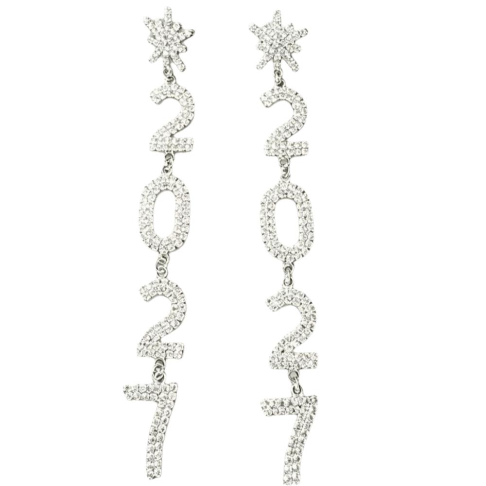 1 Pair/Set Fashion 2027 Digital Earrings 2027 Number Pendant Earrings Celebration Holiday