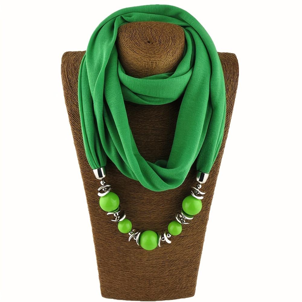 9 Colors Beads Pendant Scarf Unique Resin Beaded Necklace Scarf Boho Style Thin Breathable Scarf For Women