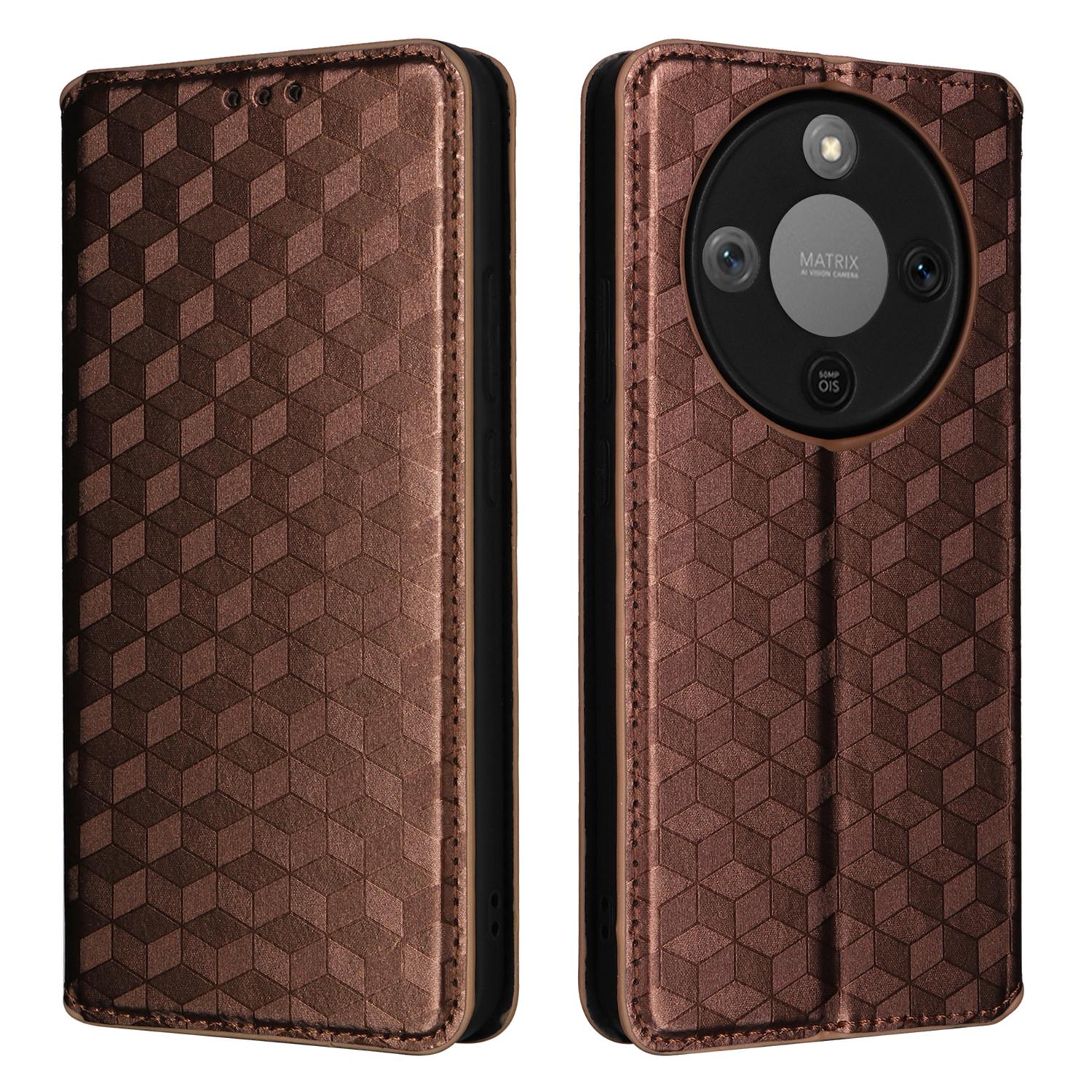 

For Honor Magic8 Lite 5G/X9d 5G/X70 5G Case Wallet Rhombus Imprinted Leather Phone Cover