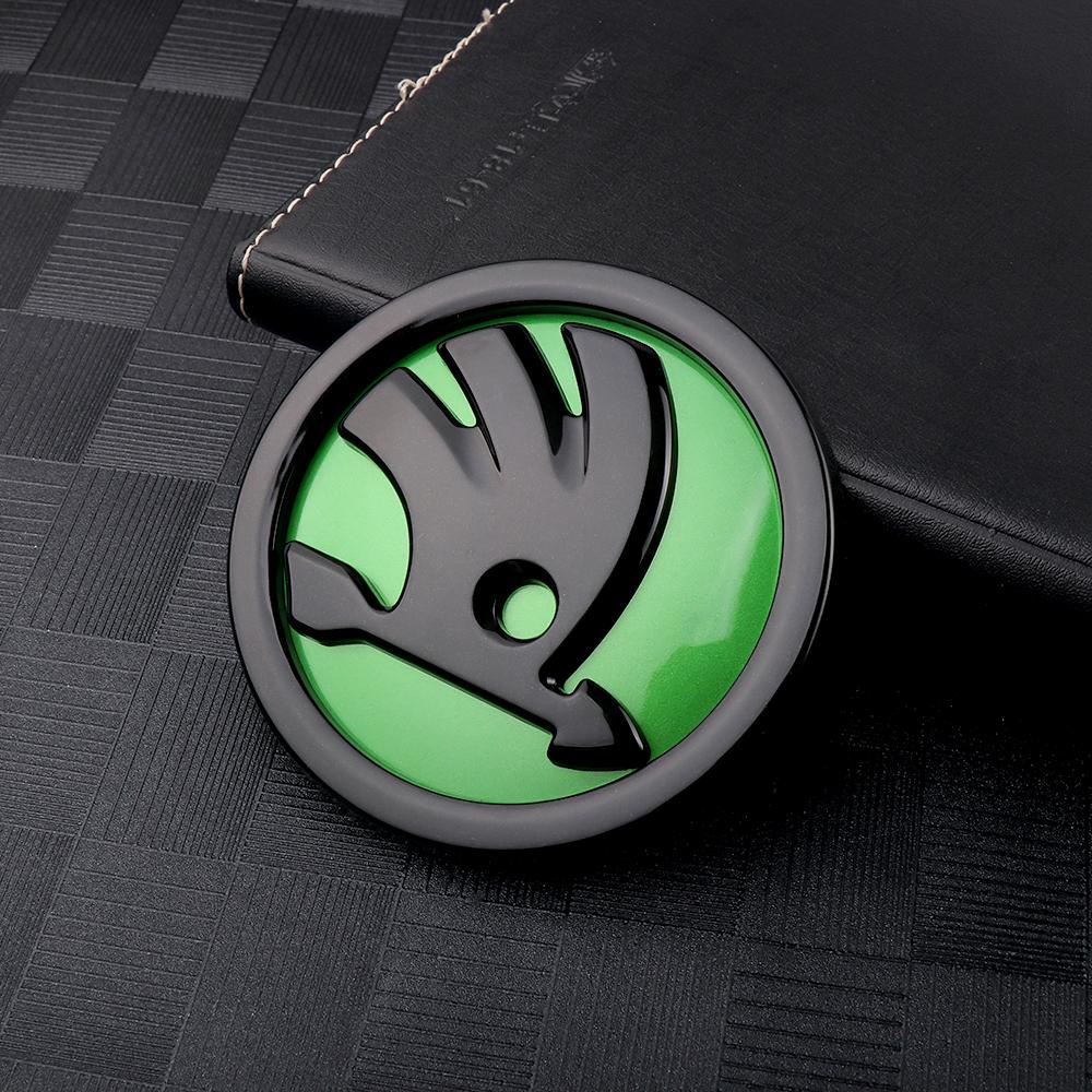 AHUQ1 80/90mm Car Front Rear Custom Emblem Stickers Accessory For Skoda Octavia Fabia Rapid Superb Yeti Enyaq Kodiaq Kamiq Karoq Scala