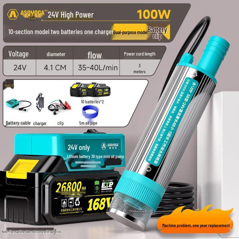 24V 100W High Power Diesel Pump with Lithium Battery for Oil Extraction & Fueling
