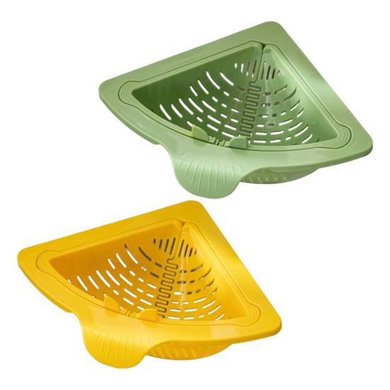 

2Pcs Magnetic Triangle Sink Drain Strainer, Kitchen Food Waste Filter with Twist-Open Bottom, Rust-Proof Sponge Holder, Sink Corner Organizer, Home D