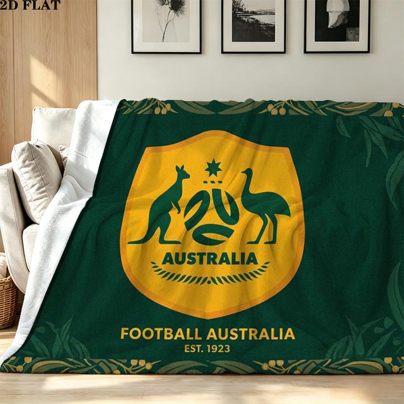 The Socceroos Australia Print Flannel Blanket High Quality Warm Comfortable Cover for All Seasons Perfect for Gifts Home Decor