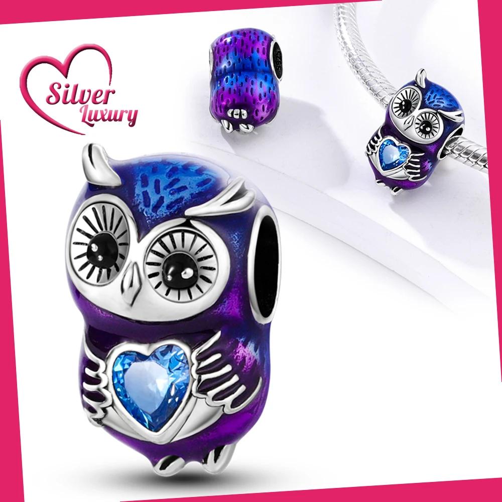 Copperanimal Pet Series Charm Penguin Owl Hugging Heart Beads For Women'S Bracelet Diy Jewelry Making Gift