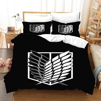 Huse de pilotă Attack on Titan Set de lenjerie de pat Anime Cartoon Decorațiune dormitor Băieți Fete Cadou pentru copii Mărime Single Dublu