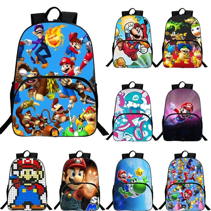 Super Mario Large 16 Inch School Backpack With Spacious Compartments And Durable Material
