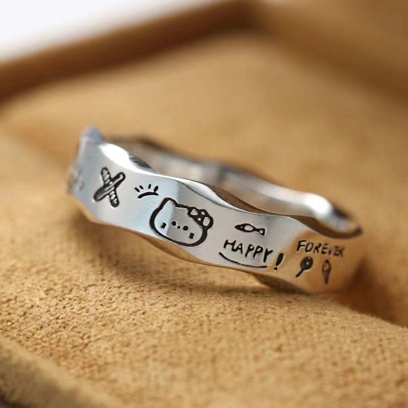 Pack of Ten] Ring Korean Version of Love Women's Niche Design Versatile Light Luxury Ring Sister Ring Adjustable