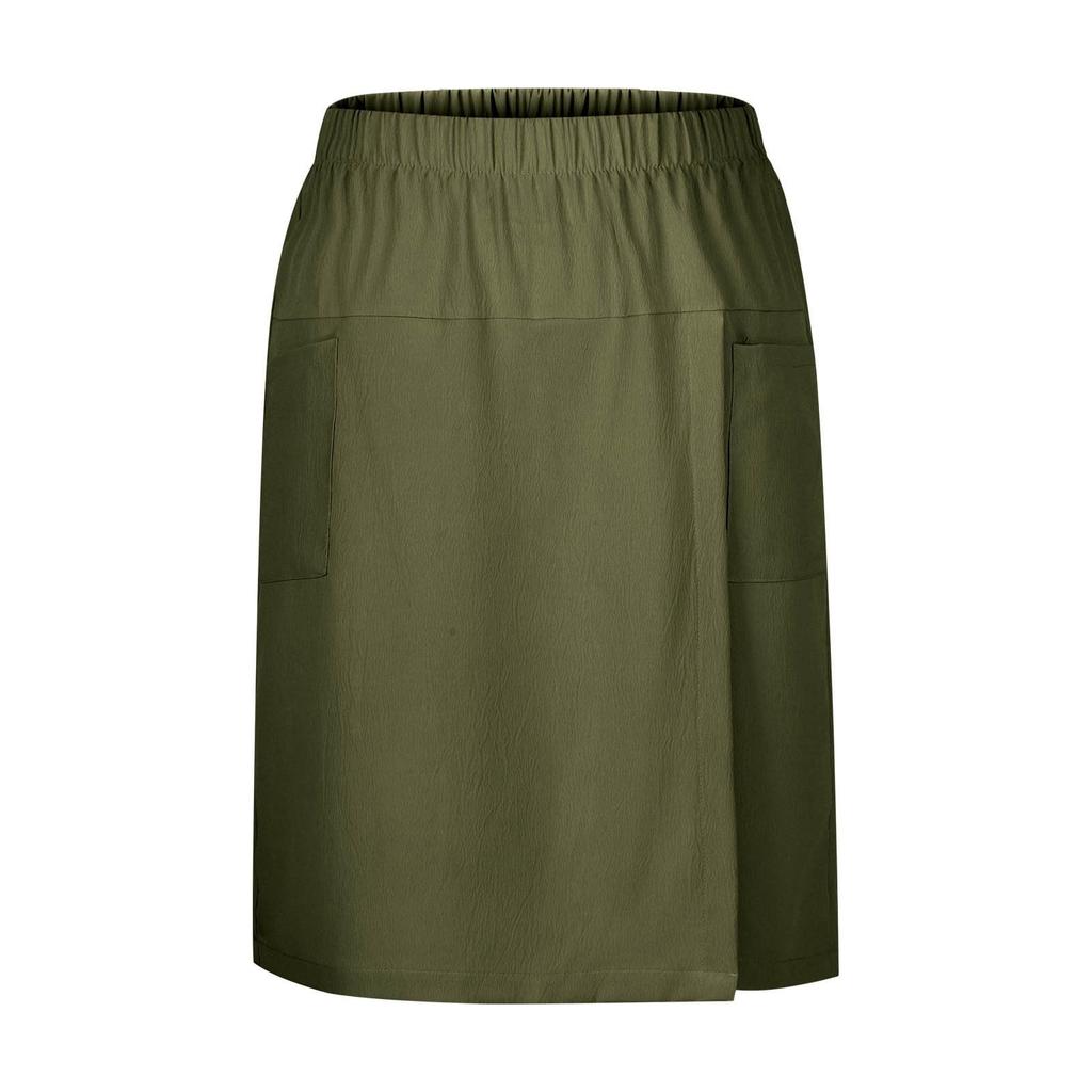Women's Fashion Pants And Skirts Color Elastic Waist Pocket Casual Shorts