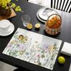 Watercolor Lemon Plaid Linen Placemat Summer Fruit Fabric Dining Table Decor Place Mats