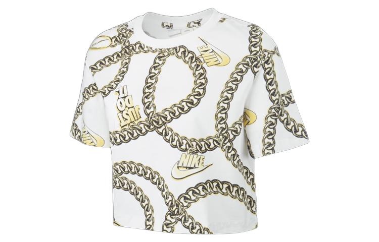 

Nike T Shirts Women s White Crew Neck Moderate Straight Fit CI9356-100 XS