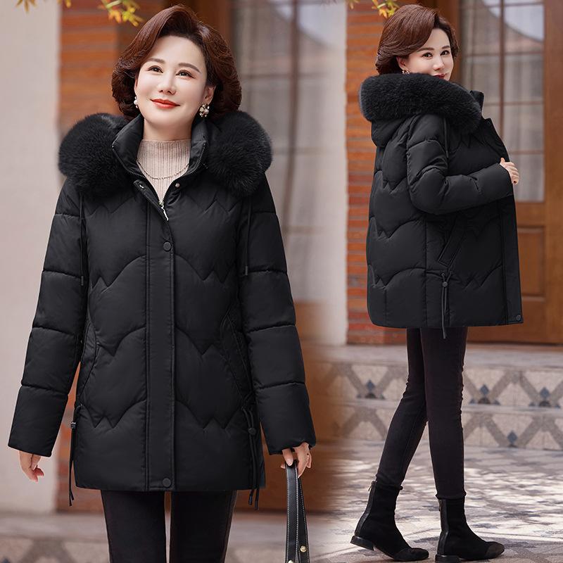 In the elderly mother winter short down cotton jacket grandma winter velvet thickened hooded elderly clothes
