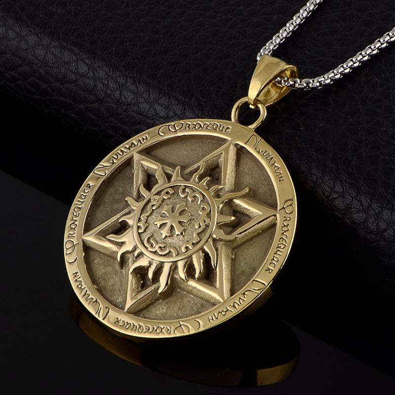 

Подвеска из титановой стали с золотым гексаграммой, популярный предмет, ретро-ювелирное ожерелье из нержавеющей стали