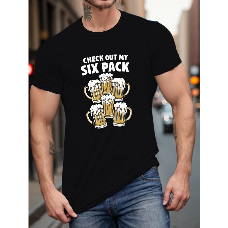 

Plus Size Men s Summer T-shirt, Beer Check Out My Six Pc Graphic Print Short Sleeve Tees Trend Casual Tops for Daily Life, Big & Tall Guys, PLUS SIZE S чёрный