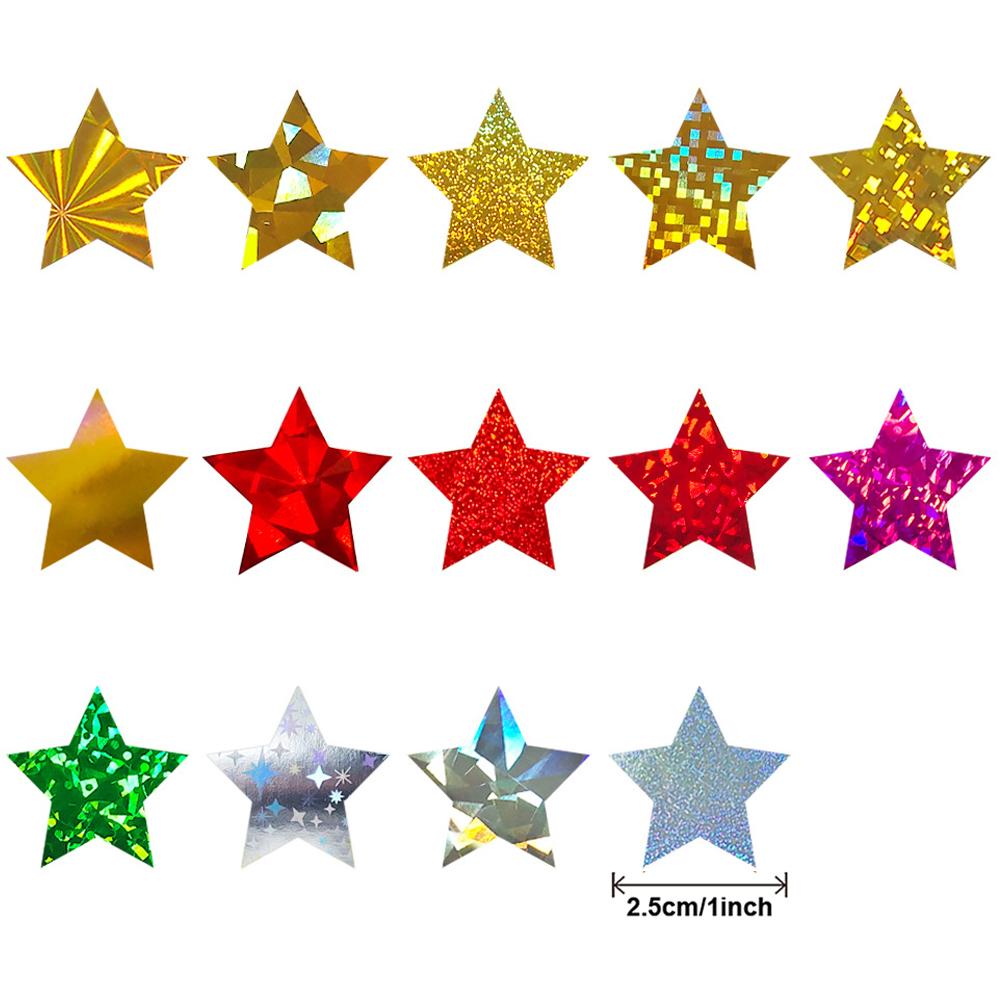 500pcs Glitter Star Stickers for Kids Reward Foil Student Behavior Planner Classroom Incentive Supplies Christmas Decorate Gifts