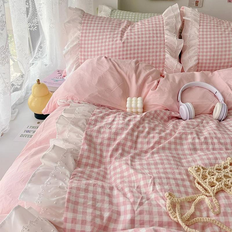 Korean Princess Style Lattice Double Layer Lace Bedding Sccccc