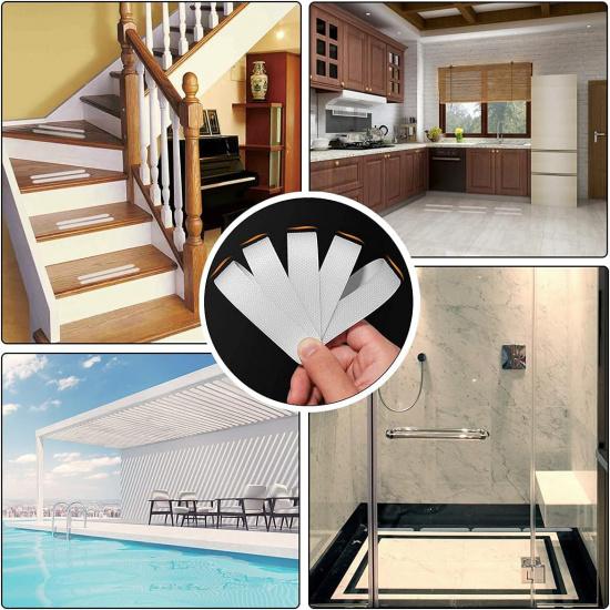 Anti-slip Strips, Safety Shower Treads Stickers - 24 Pcs, Bathtub Non Slip Stickers, Anti Skid Tape for Shower,Tub,Steps, Floor-Strength Adhesive