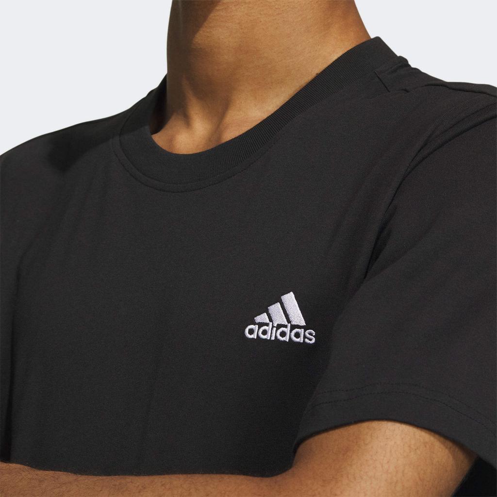 Adidas Solid Color Logo Casual Crew Neck T-Shirt Unisex Tops Black IT4339
