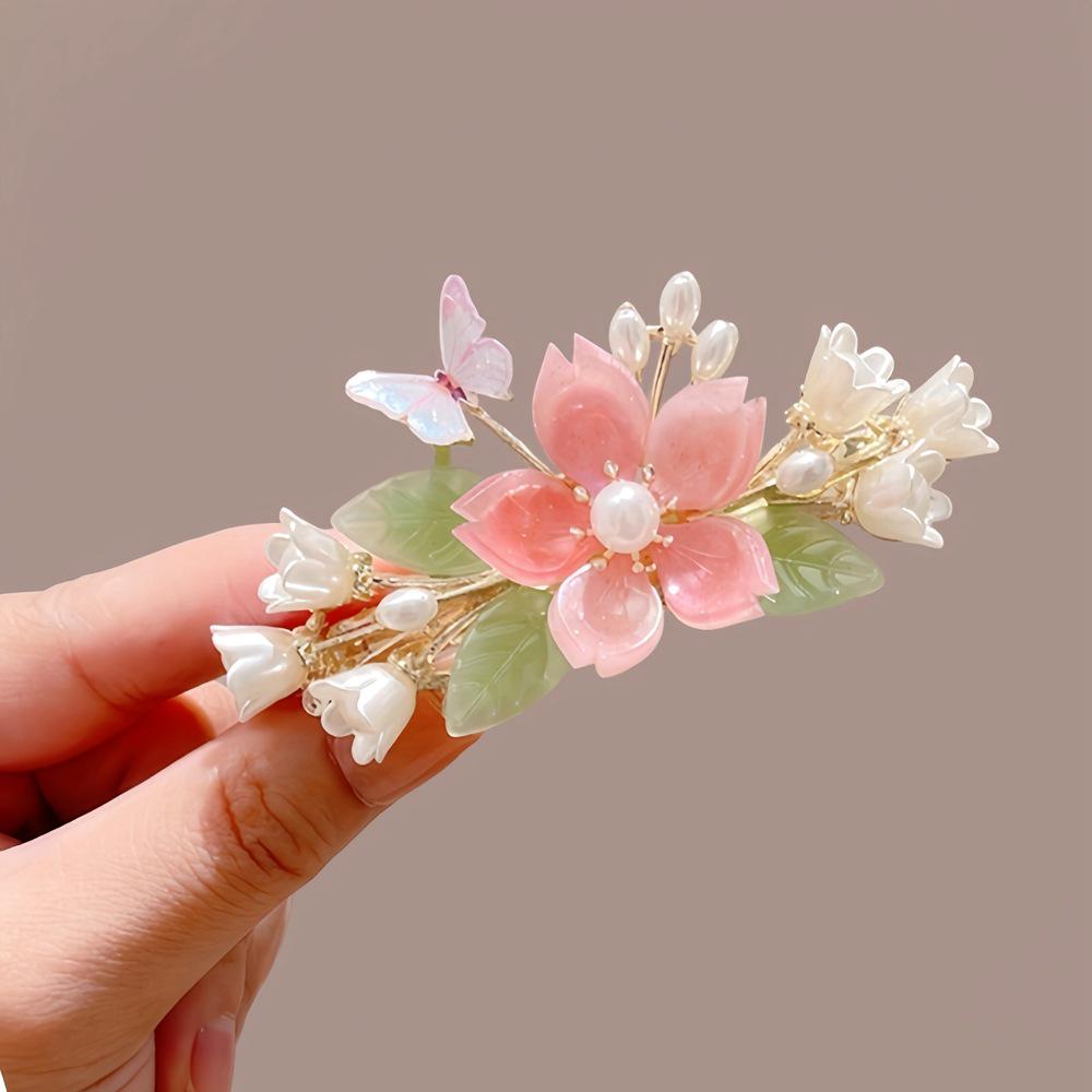 

Элегантная ретро-заколка для волос в виде цветка-бабочки с бантом - стиль ханьфу-чонсам