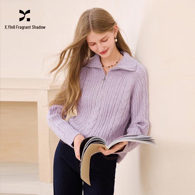 Women s Half-Zip Lapel Knit Sweater L