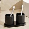 2pcs/set Solid Color Mouthwash Cup with Tray, Couple Toothbrush Cup, Gargle Cup Set,Family Bathroom Tumbler,Bathroom Accessories