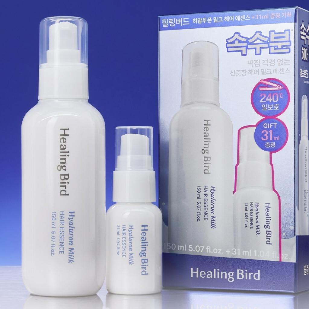 

[Healing Bird] Hyaluron Milk Hair Essence (150ml + 31ml SET)- [KOREAN HAIR CARE] Lightweight Hydrating & Heat Protection 150ml + 31ml SET