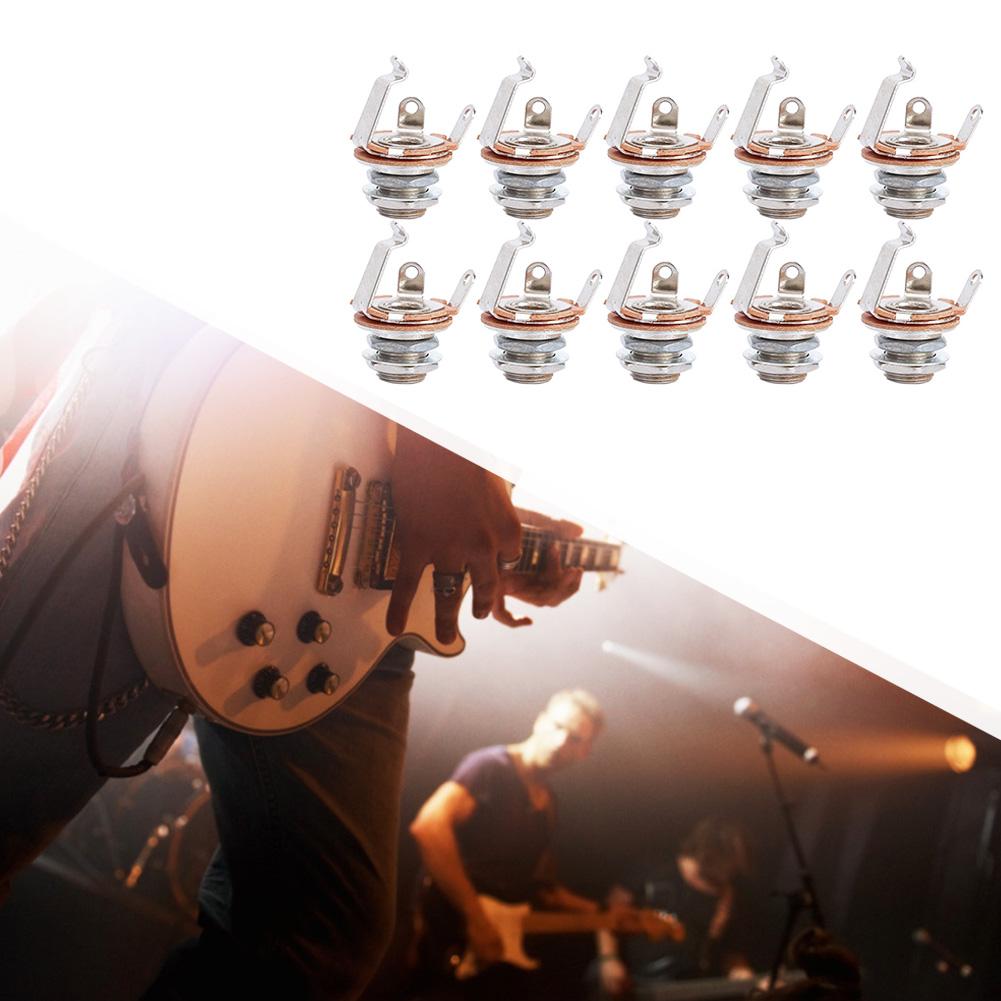 10Pcs 6.35mm Mono Input Jack Socket for Electric Guitars Basses Musical Instrument Accessories