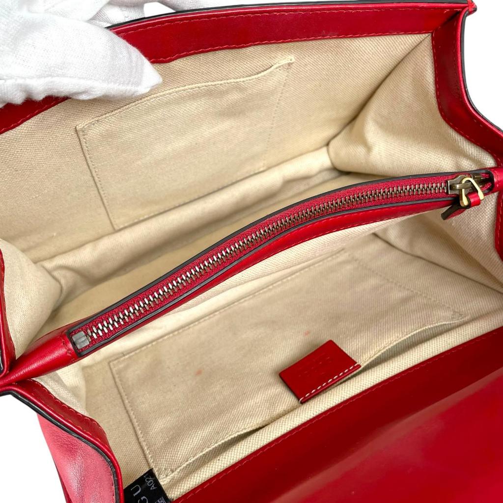 Gucci Dionysus Bamboo Handbag Leather Red Women 448075 Used
