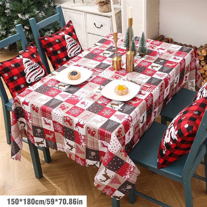 Christmas Rectangle Tablecloth Waterproof Dining Table Cover Tablecloth For New Year Party Navidad Holiday Dinner Decoration