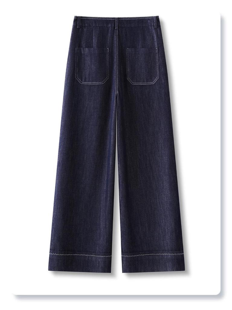 Dunkelblaue Damen Slim-Fit Crop Straight-Leg Jeans - 2025 Neue Heißverkaufende Frühjahr/Herbst Stile